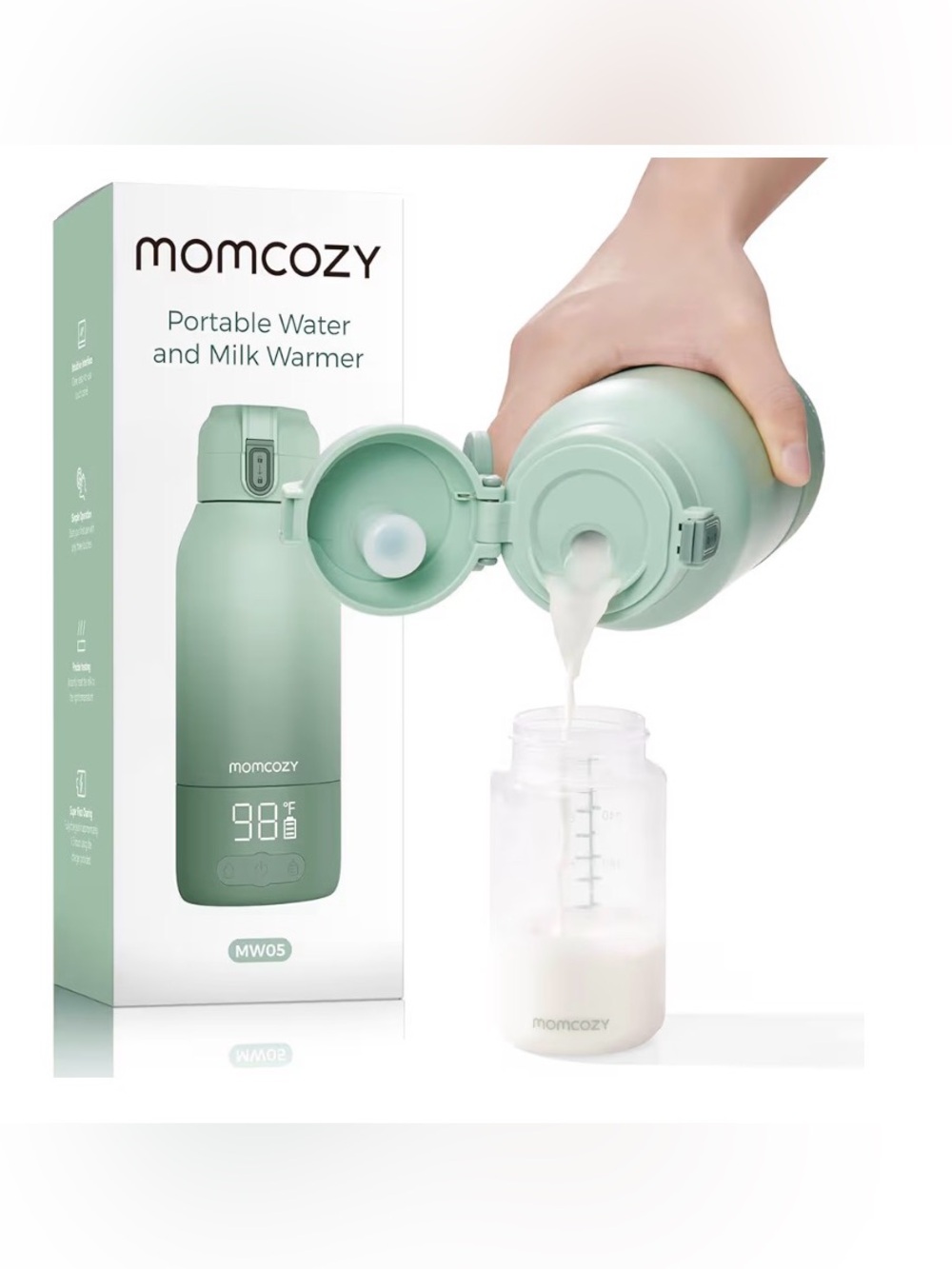 NIB - Momcozy Portable Water & Milk Warmer for travel - Sage Green